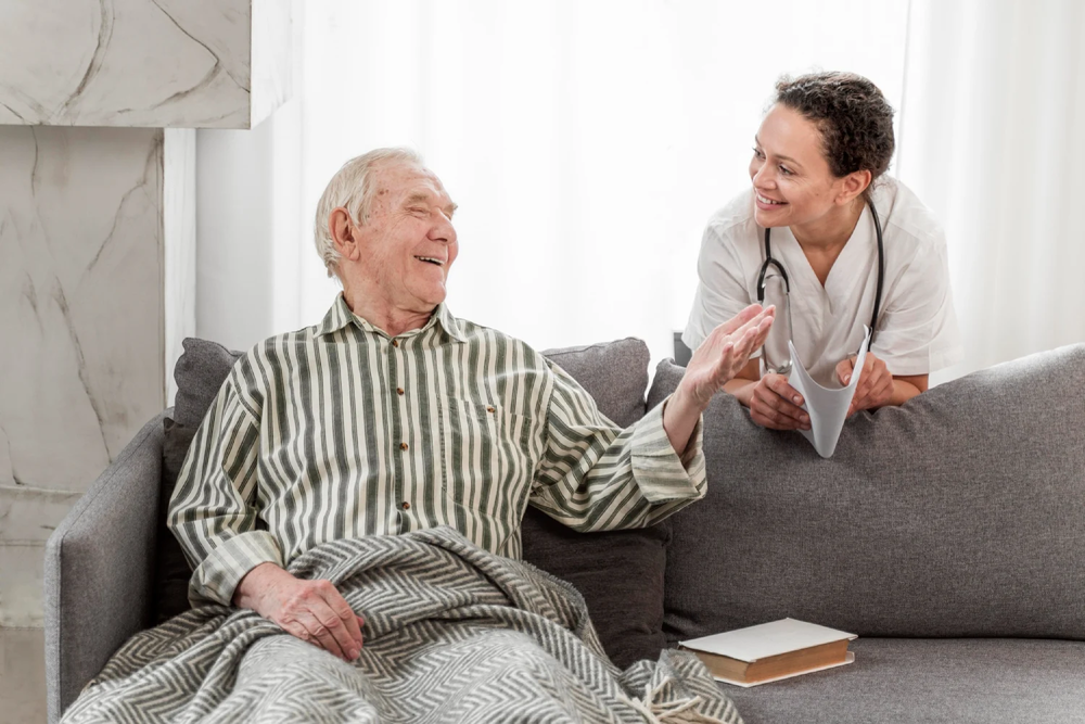 Golden Hands Healthcare caregiver spending time with a client